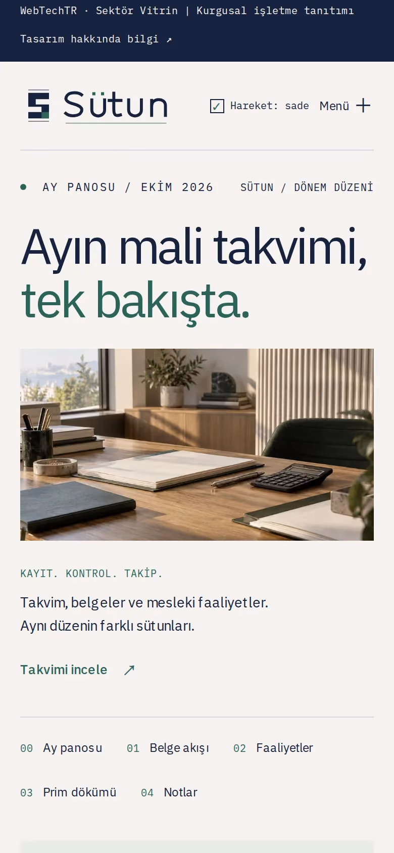 Sütun Mali Müşavirlik tasarımının telefon görünümü (Danışmanlık)
