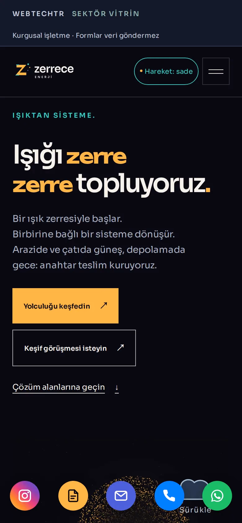 Zerrece Enerji tasarımının telefon görünümü (Enerji ve iklimlendirme)