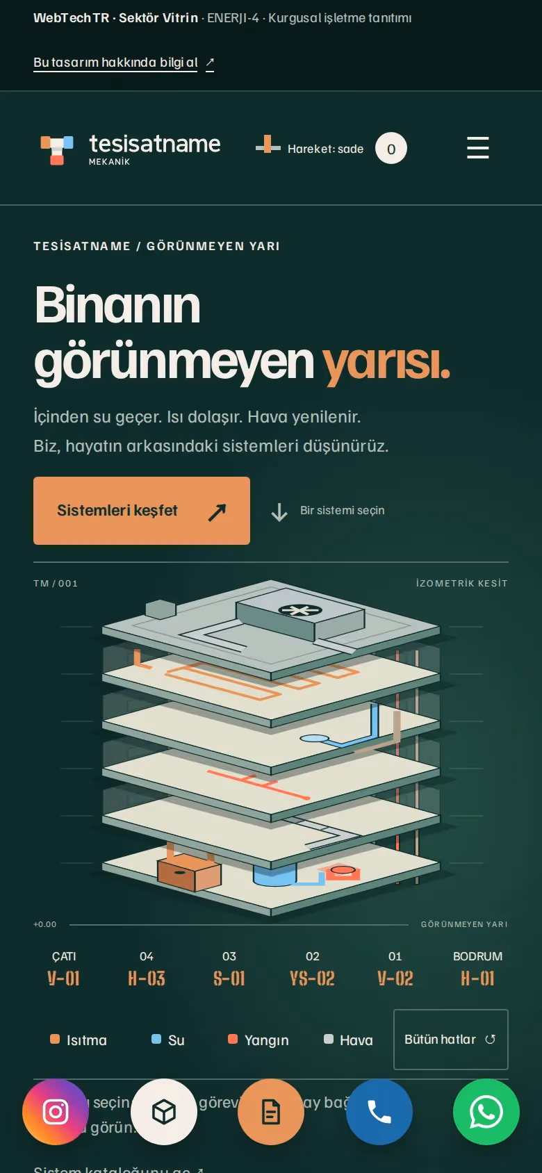 Tesisatname Mekanik tasarımının telefon görünümü (Enerji ve iklimlendirme)