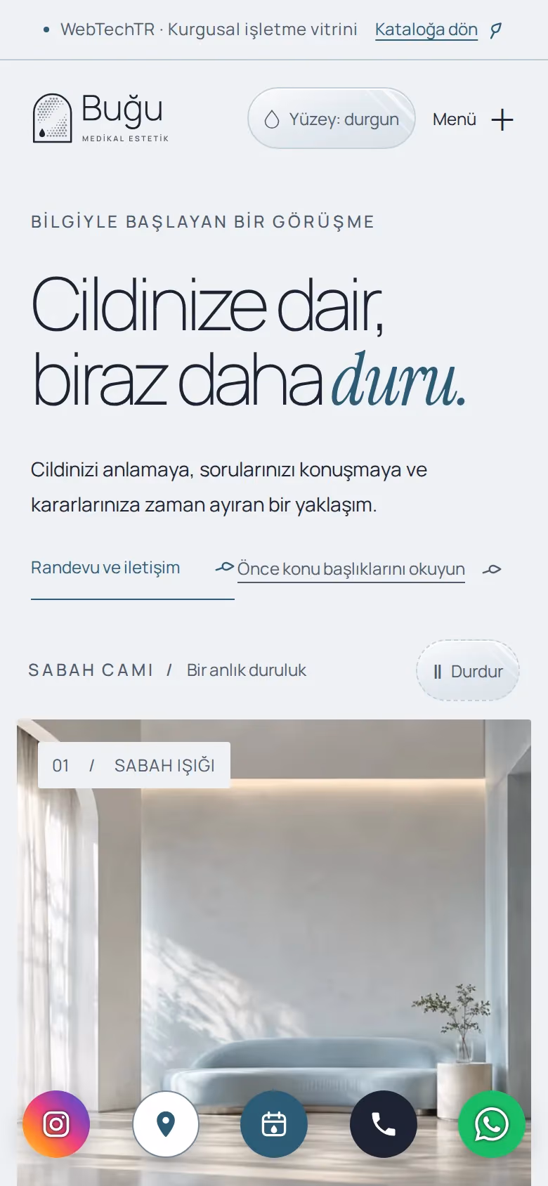 Buğu Medikal Estetik tasarımının telefon görünümü (Estetik klinik)