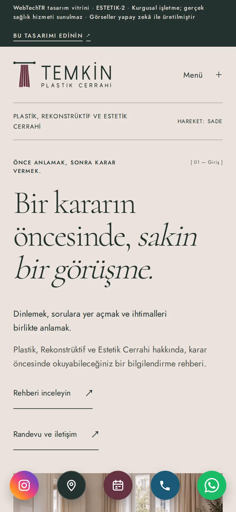 Temkin Plastik Cerrahi tasarımının telefon görünümü (Estetik klinik)