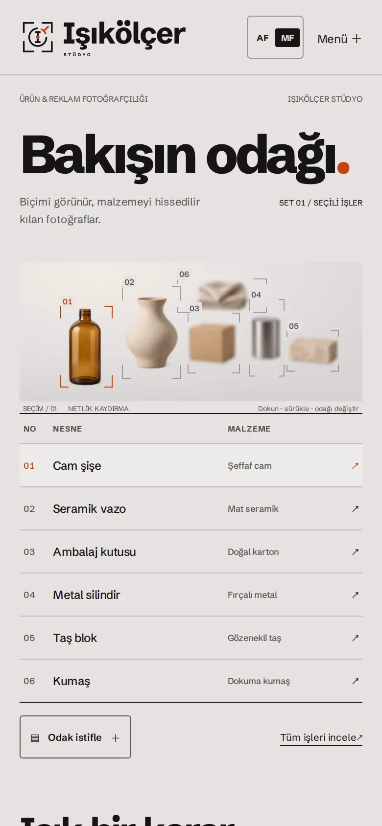 Işıkölçer Stüdyo tasarımının telefon görünümü (Fotoğrafçı)