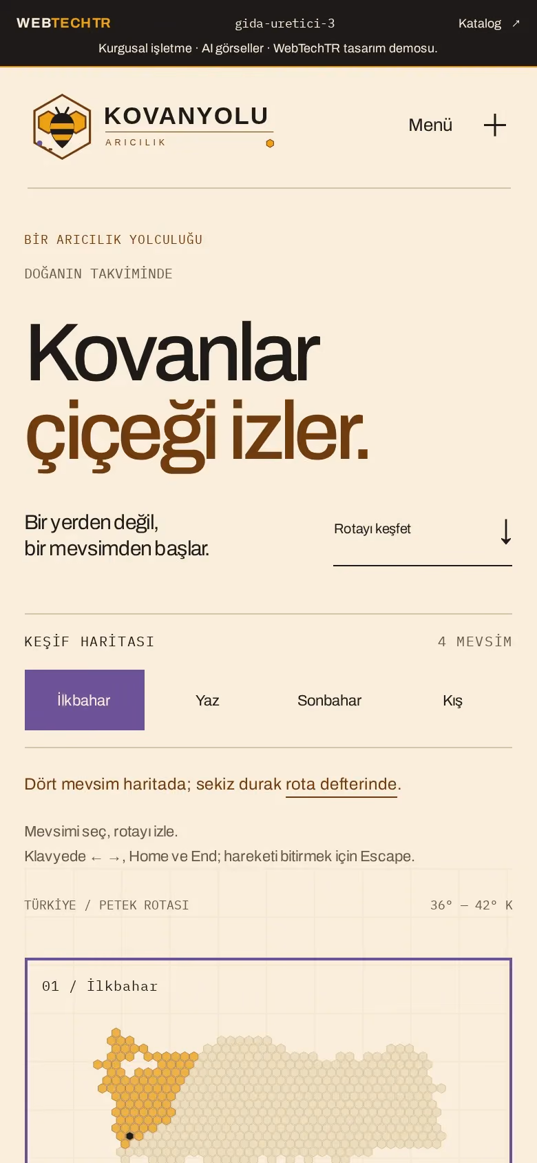 Kovanyolu Arıcılık tasarımının telefon görünümü (Gıda üreticisi)