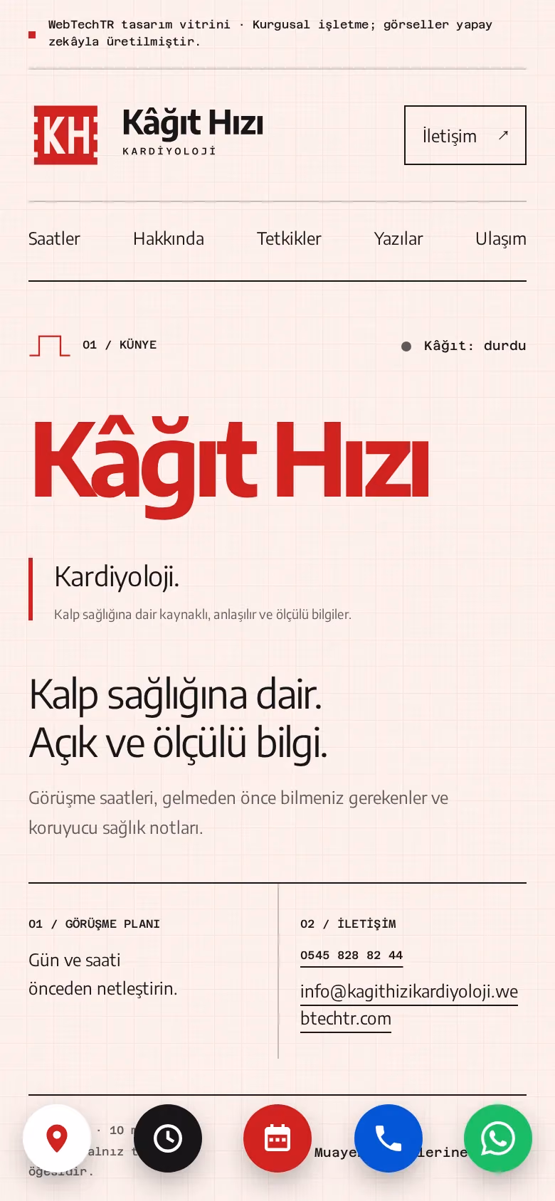 Kâğıt Hızı Kardiyoloji tasarımının telefon görünümü (Doktor)