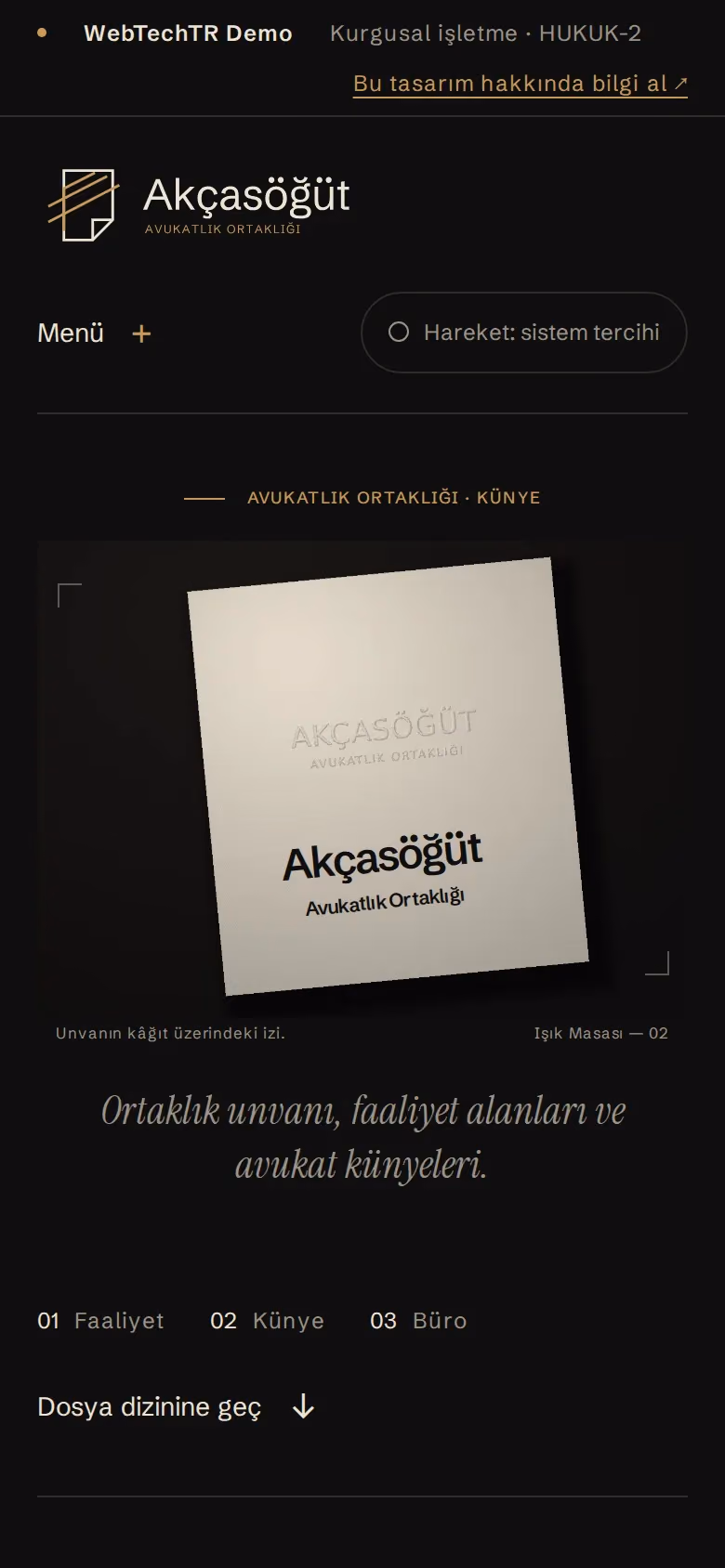 Akçasöğüt Avukatlık tasarımının telefon görünümü (Avukat)