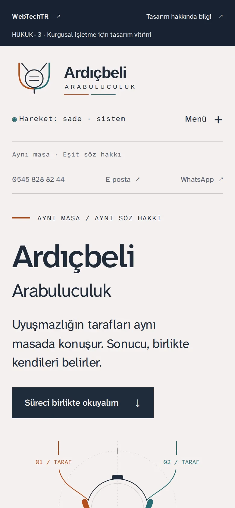 Ardıçbeli Arabuluculuk tasarımının telefon görünümü (Avukat)