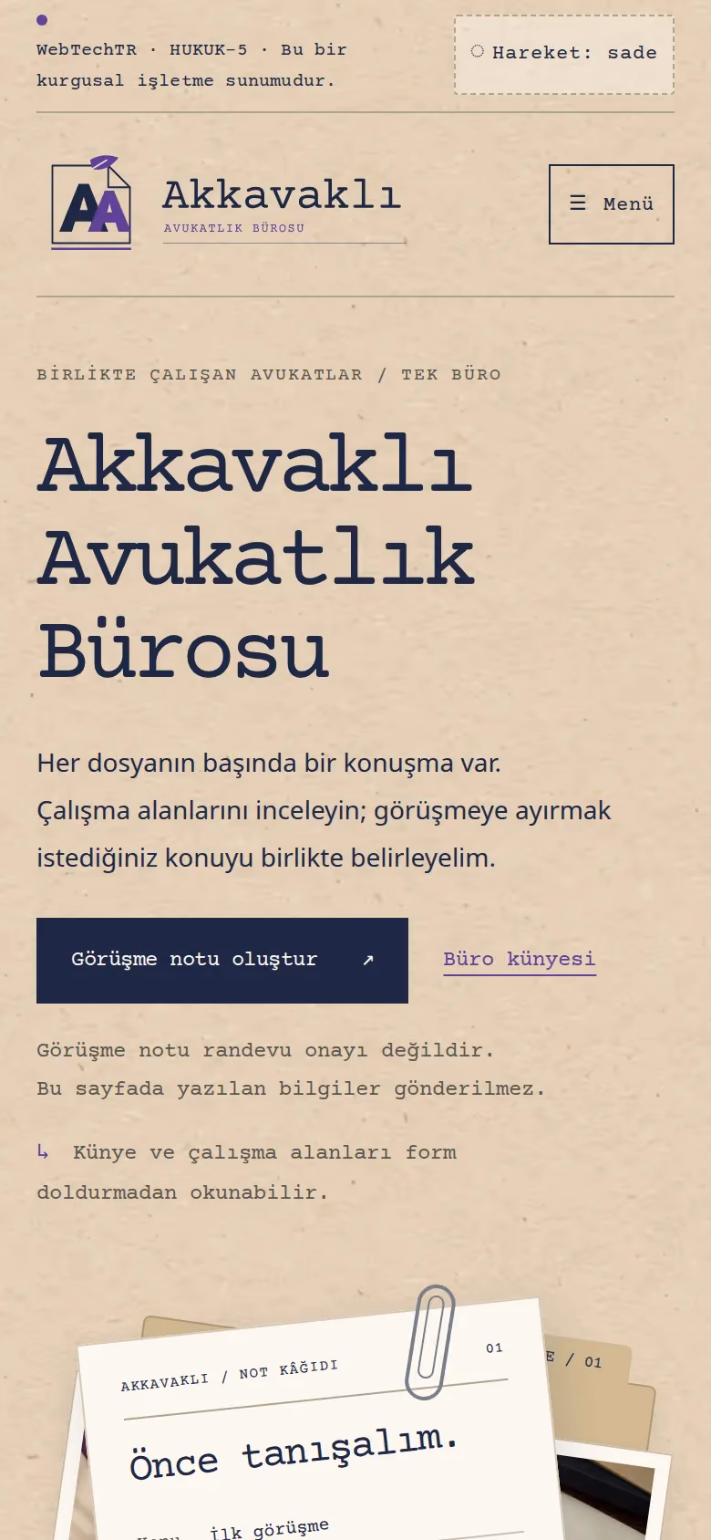 Akkavaklı Avukatlık tasarımının telefon görünümü (Avukat)