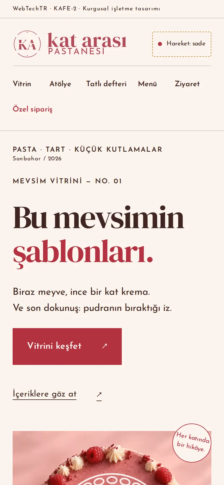 Kat Arası Pastanesi tasarımının telefon görünümü (Kafe ve pastane)