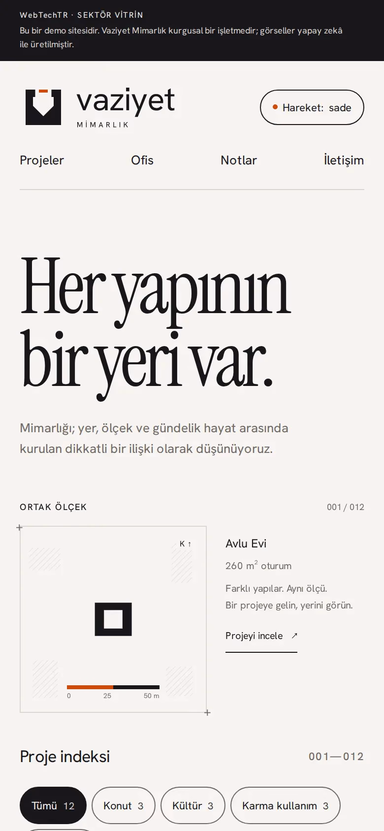Vaziyet Mimarlık tasarımının telefon görünümü (Mimarlık)