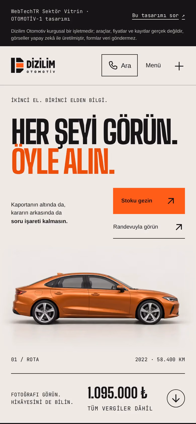 Dizilim Otomotiv tasarımının telefon görünümü (Otomotiv)