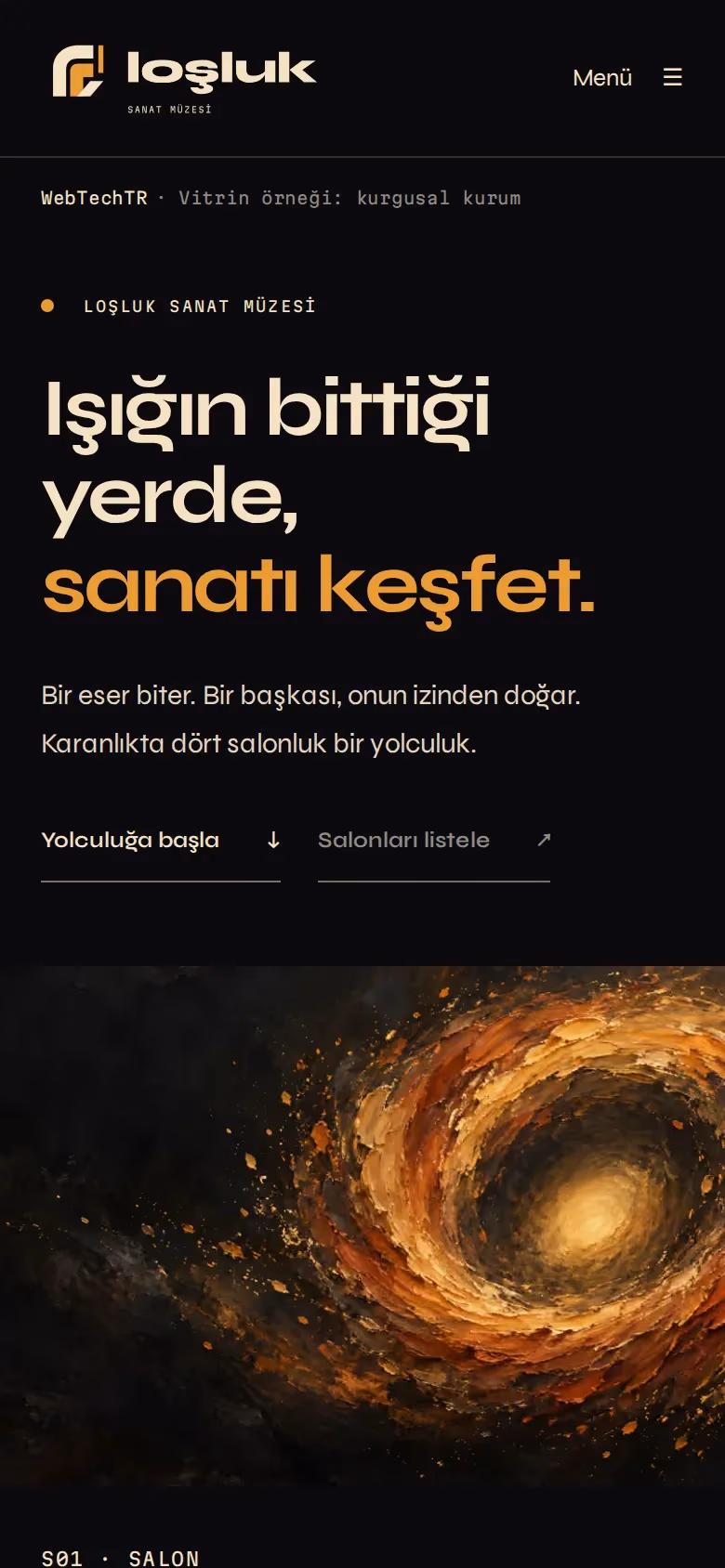 Loşluk Sanat Müzesi tasarımının telefon görünümü (Sanatçı ve kişisel marka)