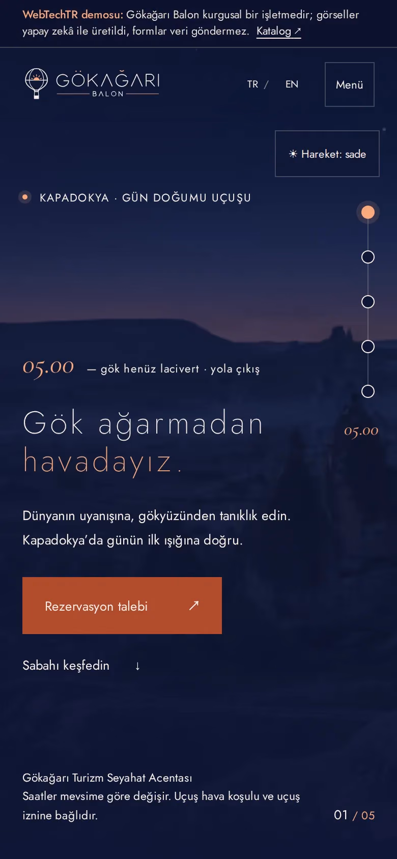Gökağarı Balon tasarımının telefon görünümü (Turizm)